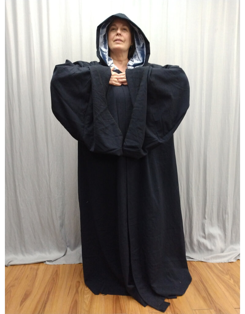 Cloakmakers.com R555-Dark Blue Robe w/ Icy Blue Velvet Hood Lining