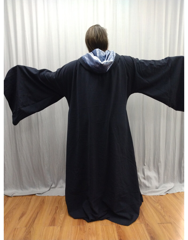 Cloakmakers.com R555-Dark Blue Robe w/ Icy Blue Velvet Hood Lining