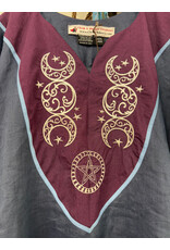 Cloakmakers.com G1190-Washable Navy Linen Gown w/ Triple Moon Embroidery