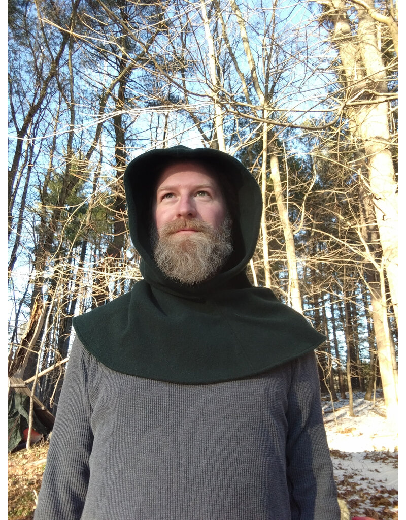 Cloakmakers.com H505-Washable Spruce Blue Wool Blend Hooded Cowl
