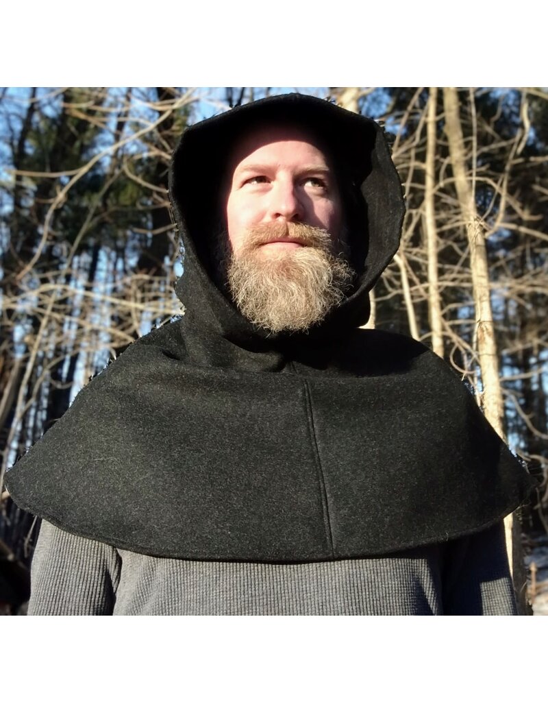 Cloakmakers.com H506-Charcoal Black Wool Blend Hood