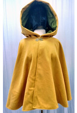 Cloakmakers.com 5565-Butterscotch Wool Blend Cloak w/ Olive Velvet Hood Lining & Pockets!