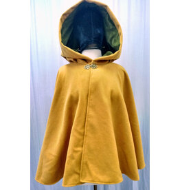 Cloakmakers.com 5565-Butterscotch Wool Blend Cloak w/ Olive Velvet Hood Lining & Pockets!
