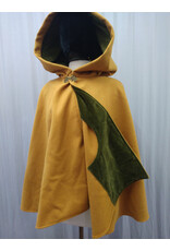 Cloakmakers.com 5565-Butterscotch Wool Blend Cloak w/ Olive Velvet Hood Lining & Pockets!