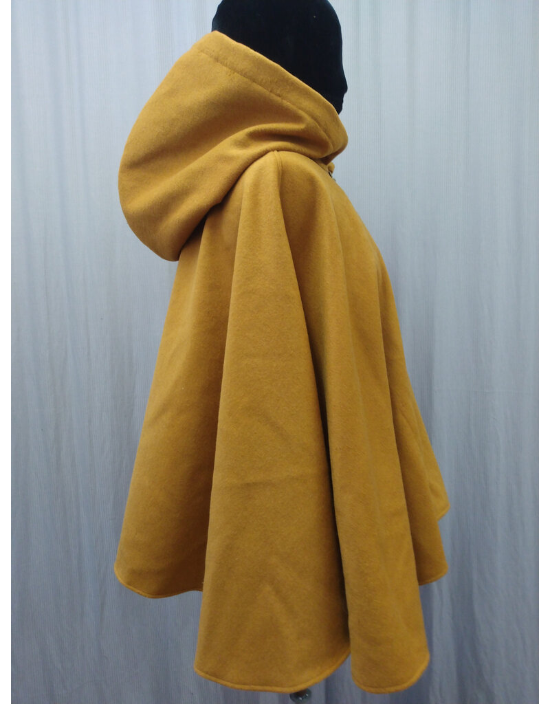 Cloakmakers.com 5565-Butterscotch Wool Blend Cloak w/ Olive Velvet Hood Lining & Pockets!
