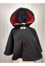 Cloakmakers.com 5567-Washable Black Wool Cloak w/ Red Moleskin Hood Lining