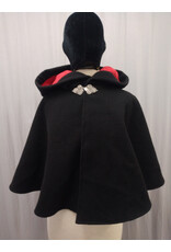 Cloakmakers.com 5567-Washable Black Wool Cloak w/ Red Moleskin Hood Lining