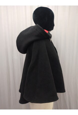 Cloakmakers.com 5567-Washable Black Wool Cloak w/ Red Moleskin Hood Lining