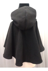 Cloakmakers.com 5567-Washable Black Wool Cloak w/ Red Moleskin Hood Lining