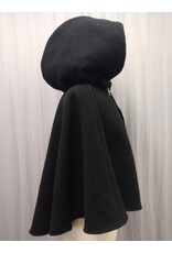Cloakmakers.com 5567-Washable Black Wool Cloak w/ Red Moleskin Hood Lining