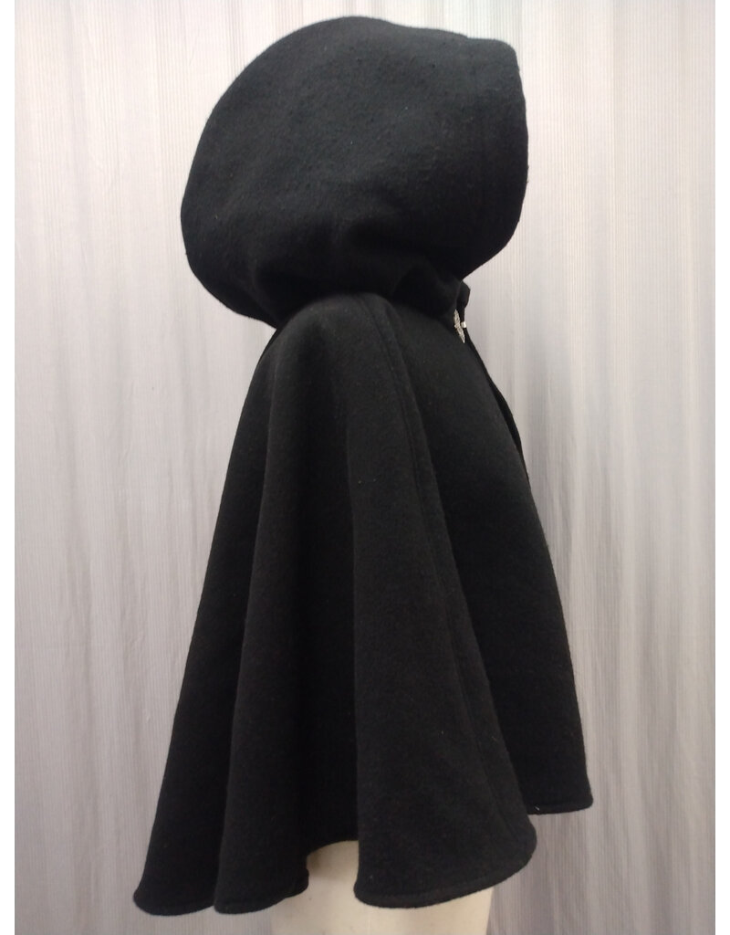 Cloakmakers.com 5567-Washable Black Wool Cloak w/ Red Moleskin Hood Lining
