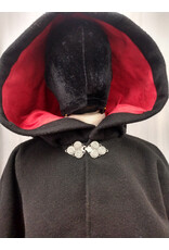 Cloakmakers.com 5567-Washable Black Wool Cloak w/ Red Moleskin Hood Lining