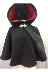 Cloakmakers.com 5567-Washable Black Wool Cloak w/ Red Moleskin Hood Lining