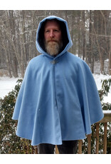 Cloakmakers.com 5573-Washable Light Blue Wool Blend Cloak w/ Dark Blue Hood Lining & Pockets