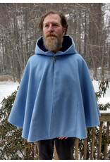 Cloakmakers.com 5573-Washable Light Blue Wool Blend Cloak w/ Dark Blue Hood Lining & Pockets