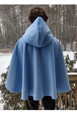 Cloakmakers.com 5573-Washable Light Blue Wool Blend Cloak w/ Dark Blue Hood Lining & Pockets