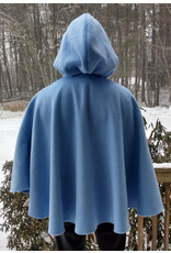 Cloakmakers.com 5573-Washable Light Blue Wool Blend Cloak w/ Dark Blue Hood Lining & Pockets