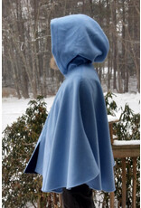 Cloakmakers.com 5573-Washable Light Blue Wool Blend Cloak w/ Dark Blue Hood Lining & Pockets