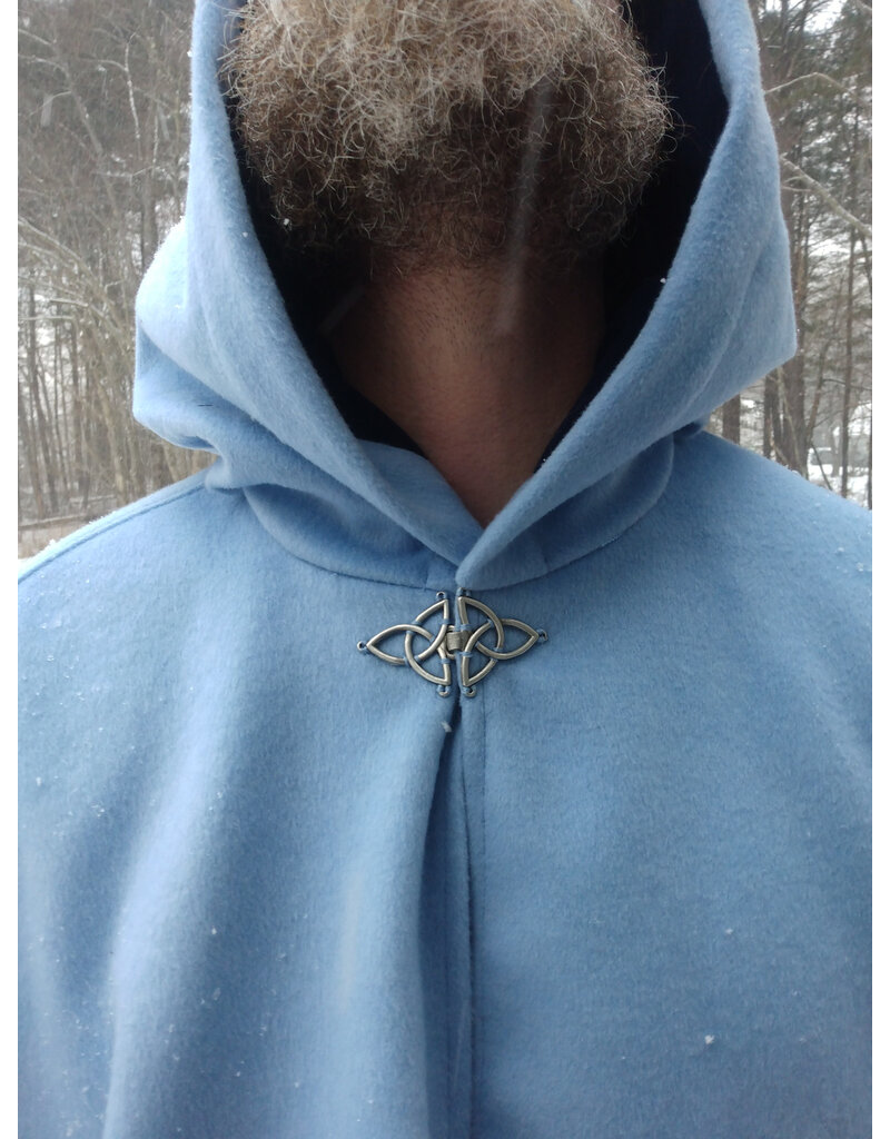 Cloakmakers.com 5573-Washable Light Blue Wool Blend Cloak w/ Dark Blue Hood Lining & Pockets