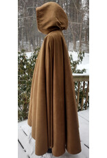 Cloakmakers.com 5574-Washable Light Brown Faux Suede Cloak w/ Dark Blue Velvet Hood Lining