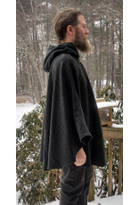 Cloakmakers.com 5575-Washable All Wool Dark Green & Black Ranger Cloak w/ Black Hood Lining