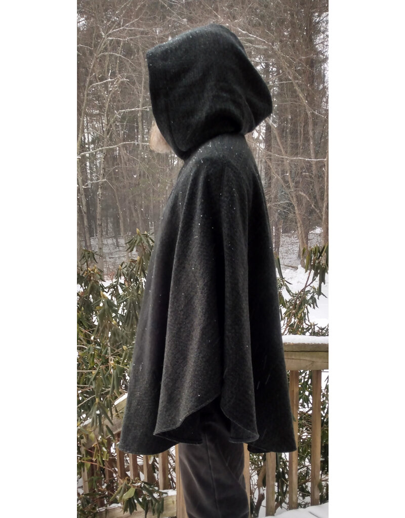 Cloakmakers.com 5575-Washable All Wool Dark Green & Black Ranger Cloak w/ Black Hood Lining