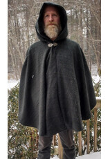 Cloakmakers.com 5575-Washable All Wool Dark Green & Black Ranger Cloak w/ Black Hood Lining