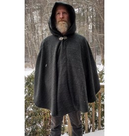 Cloakmakers.com 5575-Washable All Wool Dark Green & Black Ranger Cloak w/ Black Hood Lining