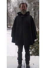 Cloakmakers.com 5575-Washable All Wool Dark Green & Black Ranger Cloak w/ Black Hood Lining