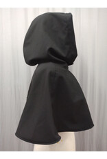 Cloakmakers.com H510-Black Wool Blend Hooded Cowl w/ Blue Moleskin Center & Dragon Embroidery