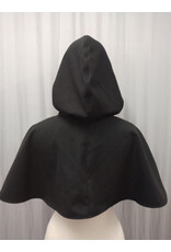 Cloakmakers.com H510-Black Wool Blend Hooded Cowl w/ Blue Moleskin Center & Dragon Embroidery