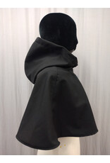 Cloakmakers.com H510-Black Wool Blend Hooded Cowl w/ Blue Moleskin Center & Dragon Embroidery