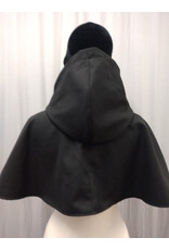 Cloakmakers.com H510-Black Wool Blend Hooded Cowl w/ Blue Moleskin Center & Dragon Embroidery