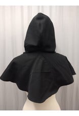 Cloakmakers.com H512-Washable Black Wool Blend Hooded Cowl w/ Orange Fox Embroidery
