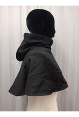 Cloakmakers.com H512-Washable Black Wool Blend Hooded Cowl w/ Orange Fox Embroidery