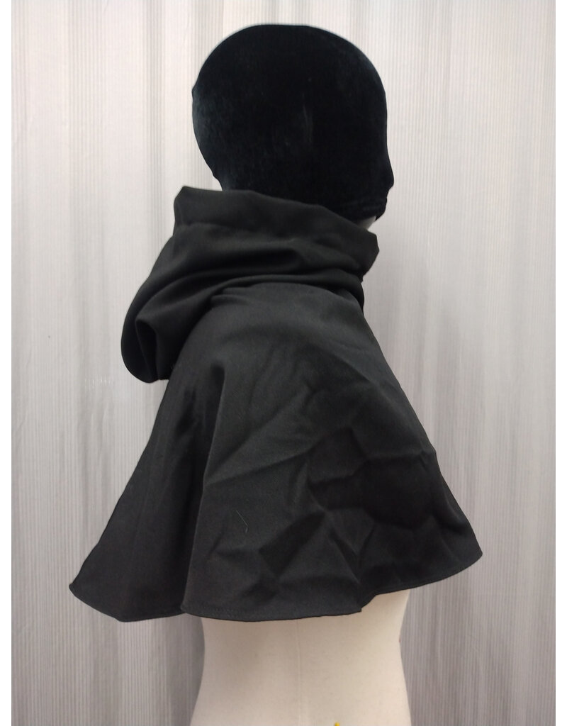 Cloakmakers.com H512-Washable Black Wool Blend Hooded Cowl w/ Orange Fox Embroidery