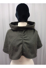 Cloakmakers.com H513-Washable Black & Taupe Tweed Wool Blend Hooded Cowl
