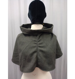 Cloakmakers.com H513-Washable Black & Taupe Tweed Wool Blend Hooded Cowl