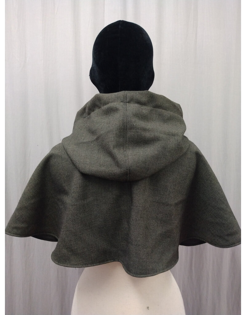 Cloakmakers.com H513-Washable Black & Taupe Tweed Wool Blend Hooded Cowl