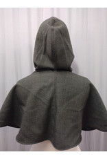 Cloakmakers.com H513-Washable Black & Taupe Tweed Wool Blend Hooded Cowl