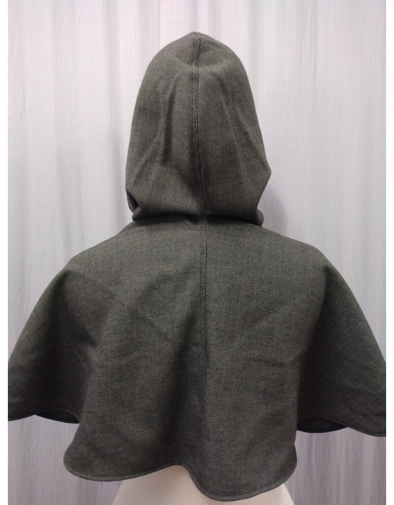 Cloakmakers.com H513-Washable Black & Taupe Tweed Wool Blend Hooded Cowl