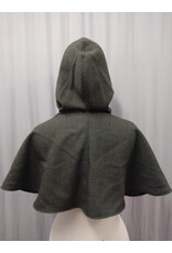 Cloakmakers.com H513-Washable Black & Taupe Tweed Wool Blend Hooded Cowl