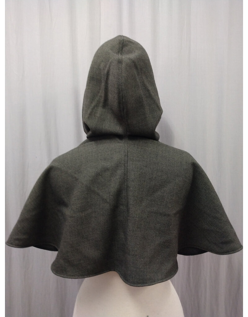 Cloakmakers.com H513-Washable Black & Taupe Tweed Wool Blend Hooded Cowl