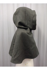 Cloakmakers.com H513-Washable Black & Taupe Tweed Wool Blend Hooded Cowl
