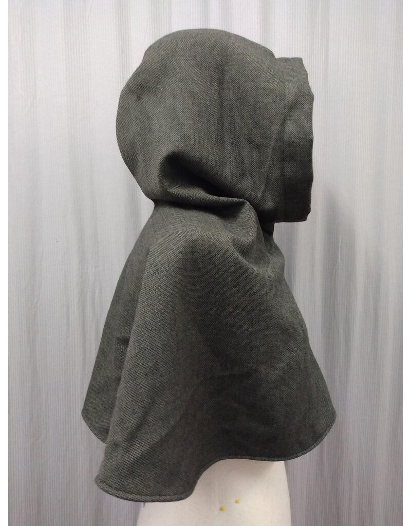 Cloakmakers.com H513-Washable Black & Taupe Tweed Wool Blend Hooded Cowl