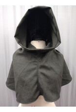 Cloakmakers.com H513-Washable Black & Taupe Tweed Wool Blend Hooded Cowl