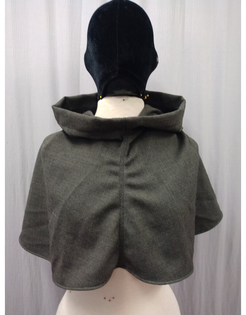 Cloakmakers.com H513-Washable Black & Taupe Tweed Wool Blend Hooded Cowl