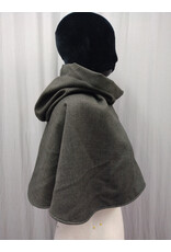 Cloakmakers.com H513-Washable Black & Taupe Tweed Wool Blend Hooded Cowl