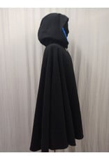 Cloakmakers.com 5576-Washable Wool Black Cloak w/ Blue Hood Lining & 8 Dragon Embroidery