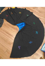 Cloakmakers.com 5576-Washable Wool Black Cloak w/ Blue Hood Lining & 8 Dragon Embroidery
